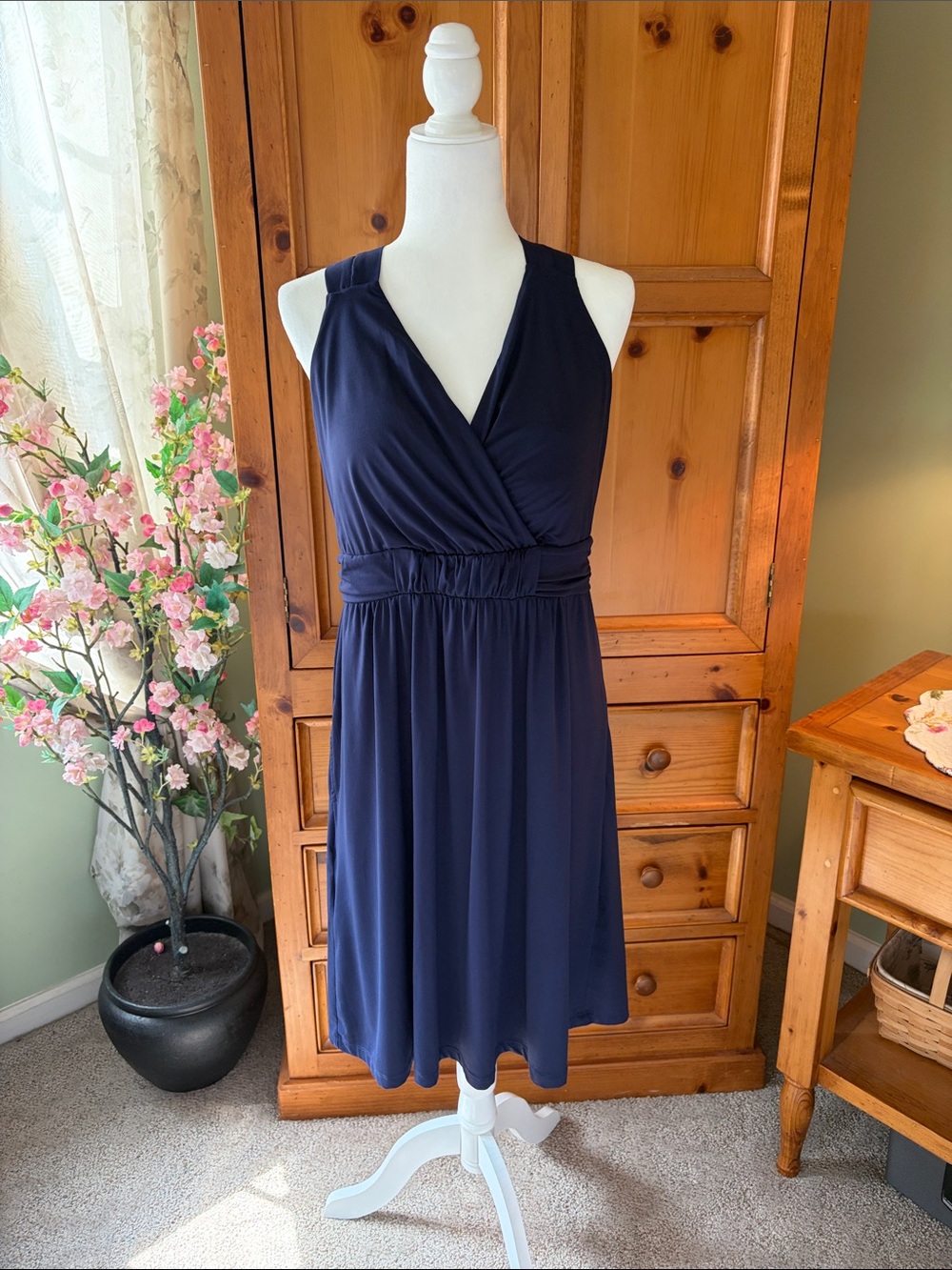 Soma Enbliss Navy Sleeveless Wrap-Style Midi Dress